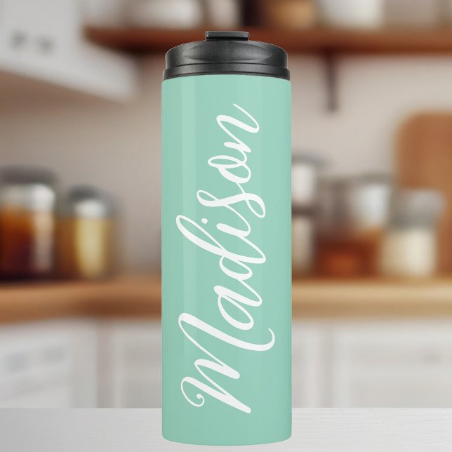 Trendy Seafoam Green Personalized Name Thermal Tumbler (Creator Uploaded)