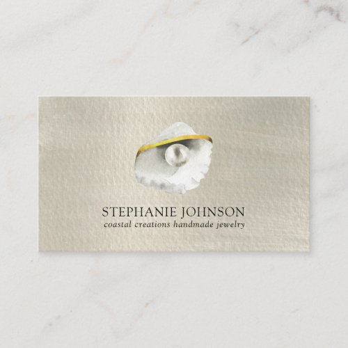 Trendy Seashell Iridescent Pearl Watercolor Business Card