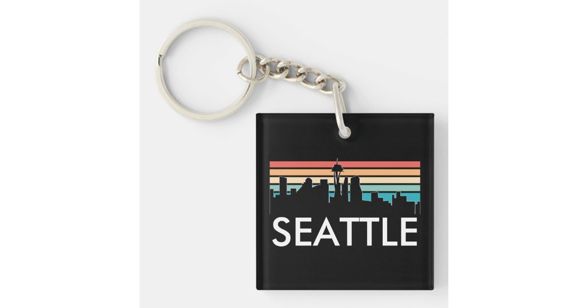 Trendy Seattle Washington Retro Sunset Skyline Keychain | Zazzle