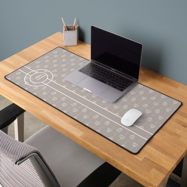 Trendy Seed Pod Pattern Monogram A  Desk Mat (Office 2)
