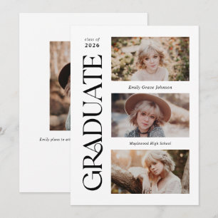 Trendy Serif Multiple Photo Graduation Announcement