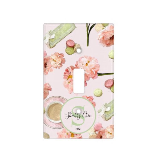 Trendy Shabby Chic Peonies and Macarons Set Light Switch Cover