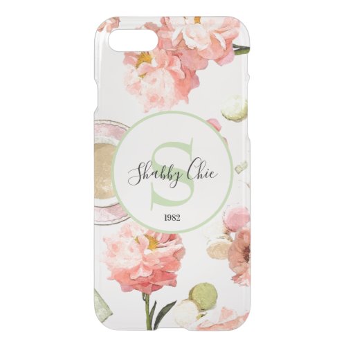 Trendy Shabby Chic Peonies and Macarons Set iPhone SE87 Case