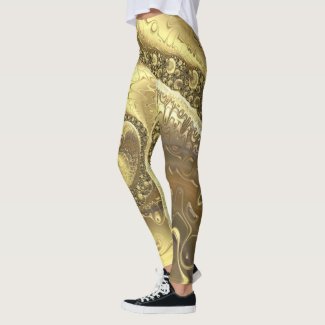 Trendy Shades of Gold Fractal Swirls Pattern