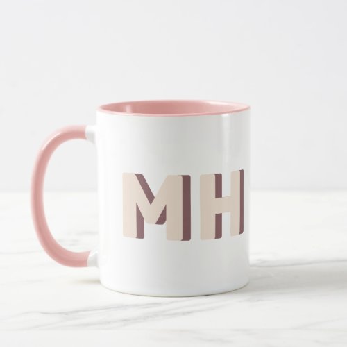 Trendy Shadow Font Large Custom Initials Monogram Mug