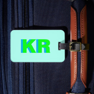 Trendy Shadow Monogram Green Blue Personalized Luggage Tag
