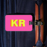Trendy Shadow Monogram Pink Yellow Personalized Luggage Tag<br><div class="desc">Trendy Shadow Monogram Pink Yellow Personalized Luggage Tag</div>