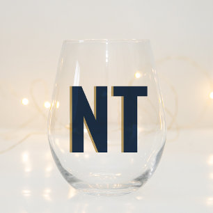 Trendy Shadow Monogram Wedding Customized Stemless Stemless Wine Glass