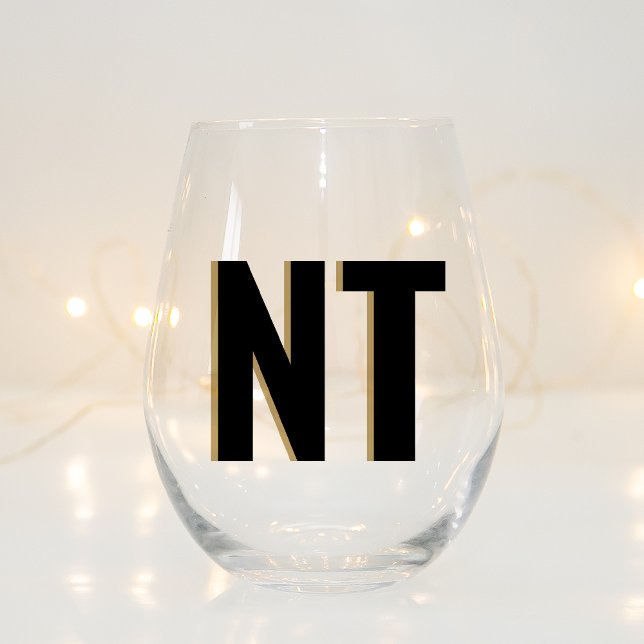 Trendy Shadow Monogram Wedding Customized Stemless Wine Glass (Creator Uploaded)