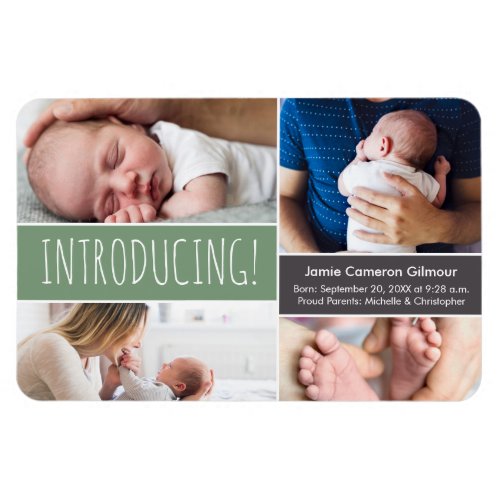 Trendy Shale Green Introducing Baby boy Photos  Magnet