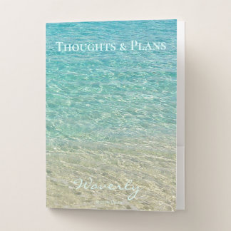 Trendy Shallow Water Personalized Turquoise & Sand Pocket Folder