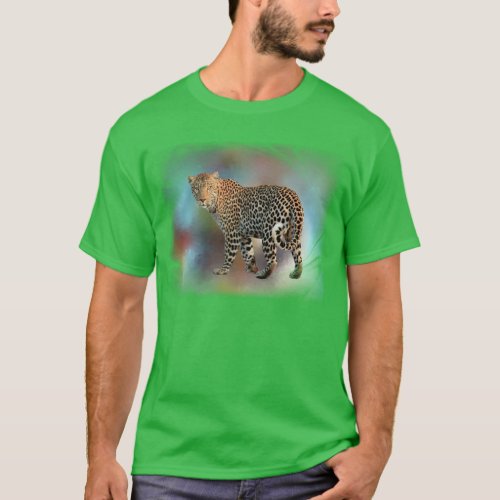 Trendy Shamrock Green Colour Leopard Elegant T_Shirt