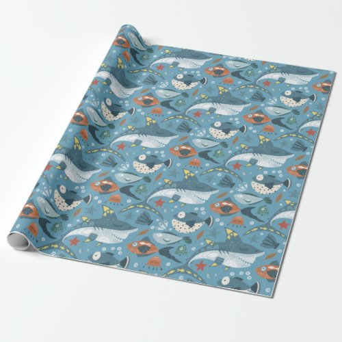 Trendy Shark Marine Boy Under The Sea Wrapping Paper