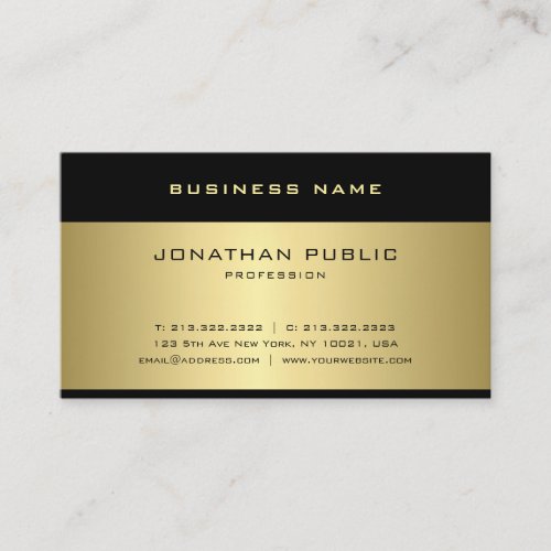 Trendy Shiny Gold Look Modern Elegant Simple Plain Business Card