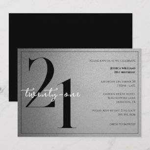 Trendy Shiny Modern Unisex 21st Birthday Invitation