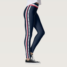 Women's Red And White Striped Leggings 