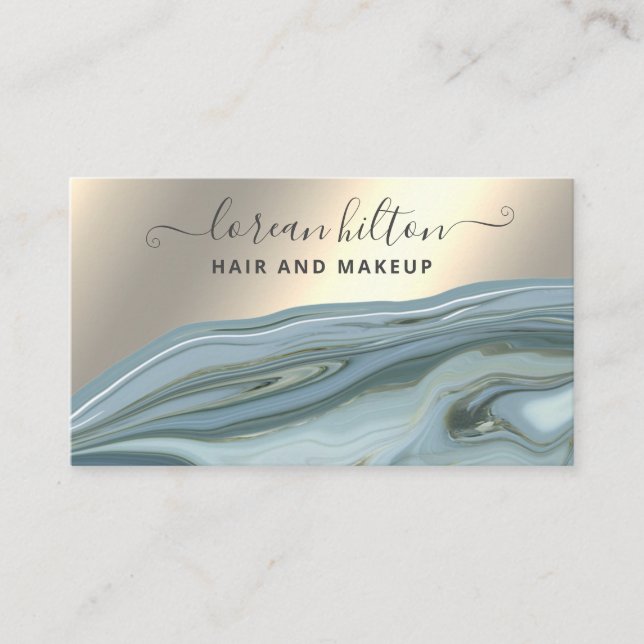 Trendy signature agate geode elegant gold foil bus business card (Front)