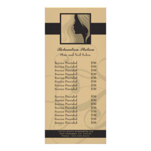 Trendy silhouette salon spa price rack card