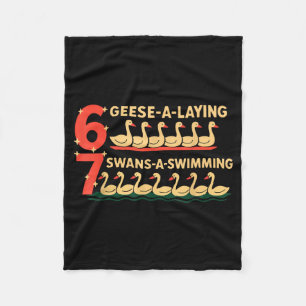 Trendy Silly Goose 6 Geese Laying 7 Swans Swimming Fleece Blanket