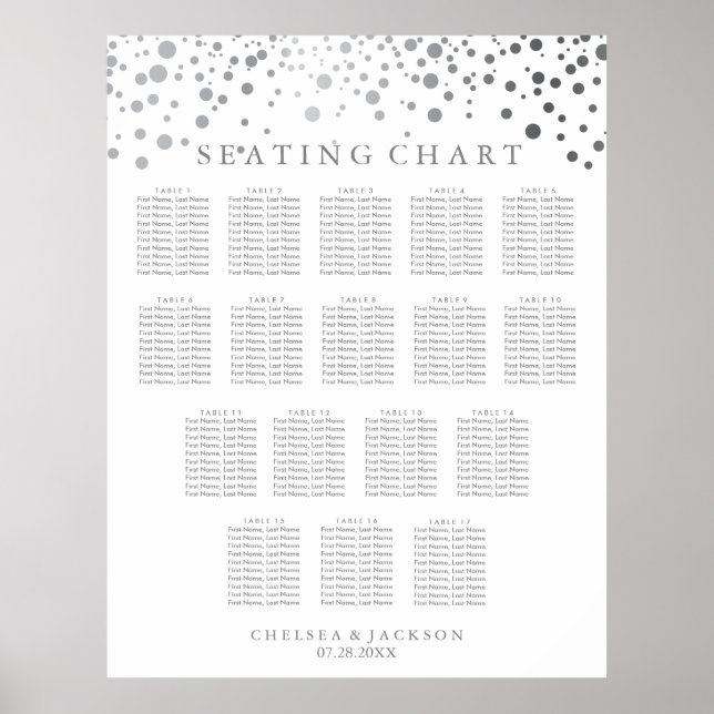 Trendy Silver Dots - Seating Chart (17 Tables) (Front)