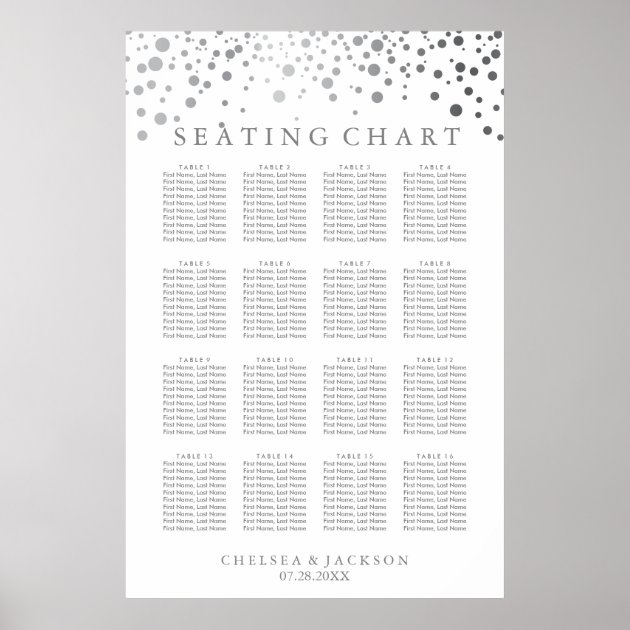 Trendy Silver Dots - Seating Chart Poster