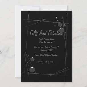 Trendy Silver Frame Fifty And Fabulous Birthday Invitation