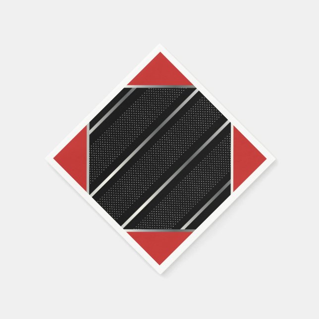 Trendy Silver Geometric Pattern Black Stylish Art Napkins (Corner)