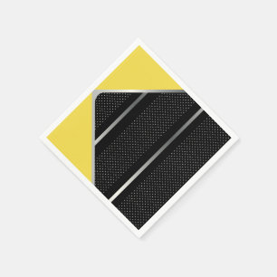 Trendy Silver Geometric Pattern Black Stylish Art Napkins