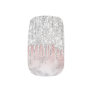 Trendy silver glitter drips on pink marble minx nail art