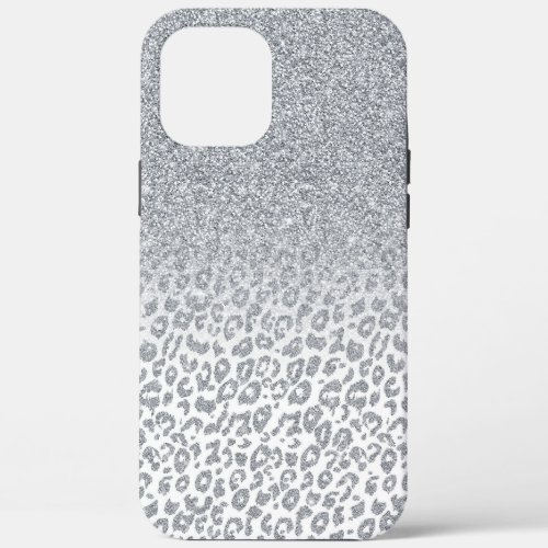 Trendy Silver Glitter  Leopard Print Ombre Design iPhone 12 Pro Max Case