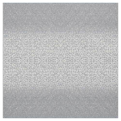 Trendy Silver Glitter  Leopard Print Ombre Design Fabric