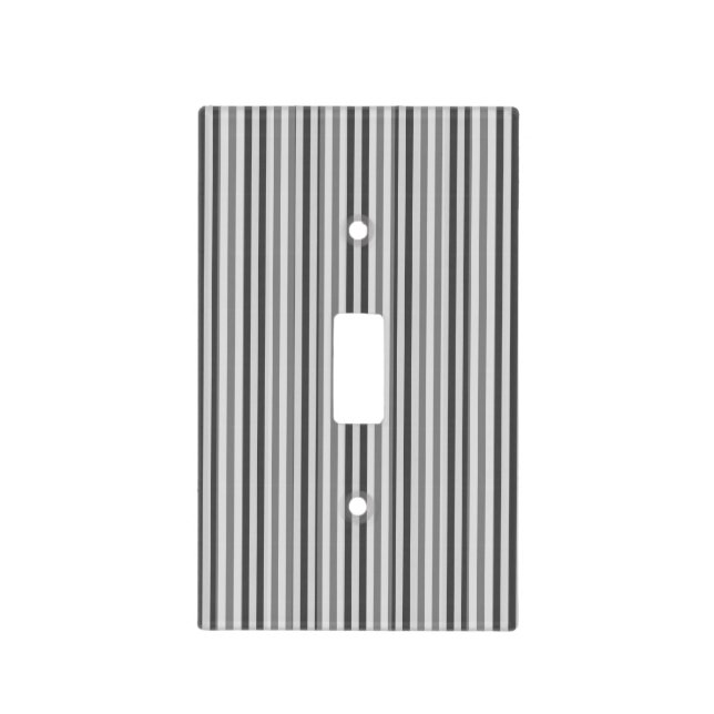 Trendy Silver Gray  Striped Light Switch Cover (Front)