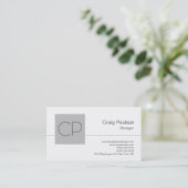 Trendy Silver Gray White Monogram Business Card (Standing Front)