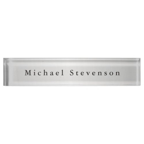 Trendy Silver Grey Modern Design Unique Personal Desk Name Plate