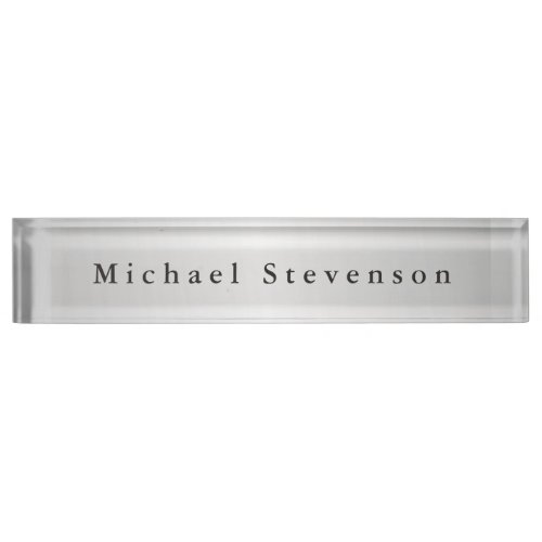 Trendy Silver Grey Modern Professional Desk Name Plate