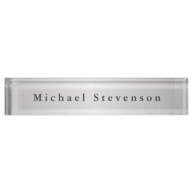 Trendy Silver Grey Modern Professional Desk Name Plate (Front)