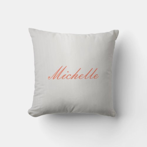 Trendy Silver Grey Modern Professional Your Name Throw Pillow