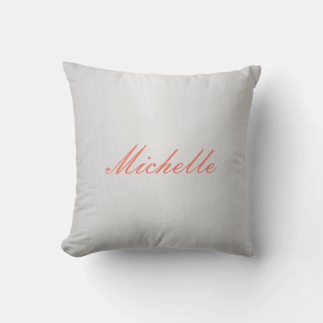 Trendy Silver Grey Modern Professional Your Name Throw Pillow (Front)