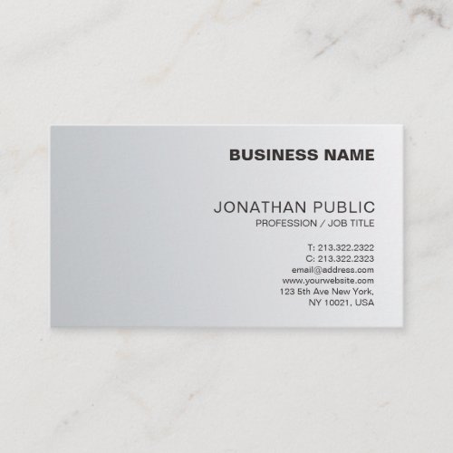 Trendy Silver Look Clean Chic Design Luxury Plain Business Card