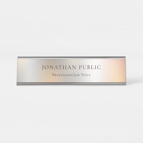 Trendy Silver Look Simple Professional Template Desk Name Plate