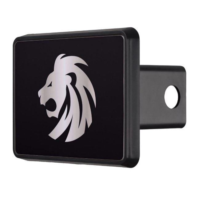 Trendy Silver Metallic Lion Head Hitch Cover (Left)