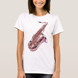 Trendy Silver PINK SAXOPHONE Custom Design T-Shirt