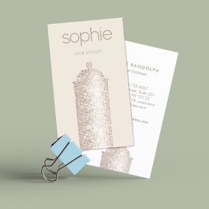 Trendy Silver Sequin Hair Stylist Spray Can Salon Business Card
