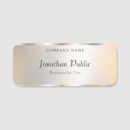 Trendy Silver Template Elegant Modern Professional Name Tag