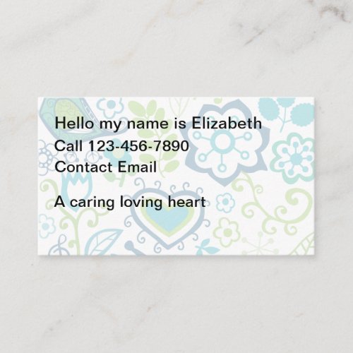 Trendy Simple Babysitting Business Cards