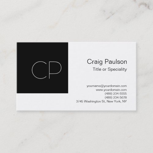 Trendy Simple Black White Monogram Business Card