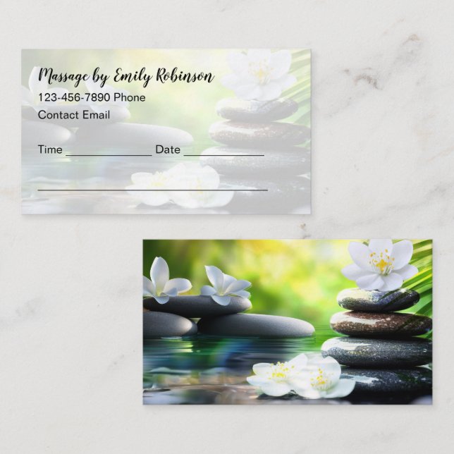 Trendy Simple Budget Massage Appointment Cards (Front/Back)