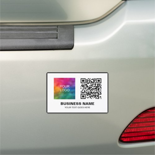 Trendy Simple Business Logo Phone Number QR Code Car Magnet