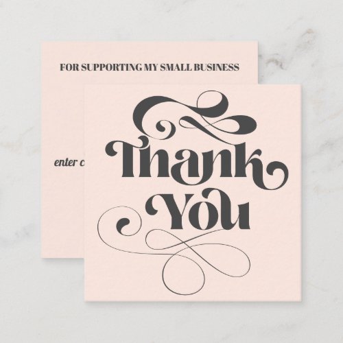 Trendy simple cool retro script order thank you square business card