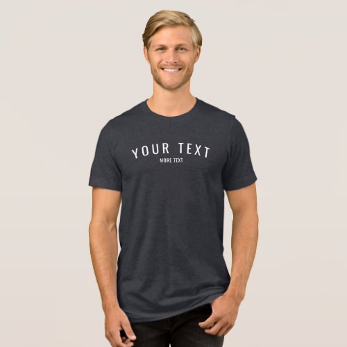 Trendy Simple Custom Mens Black Heather Triblend Tri_Blend Shirt